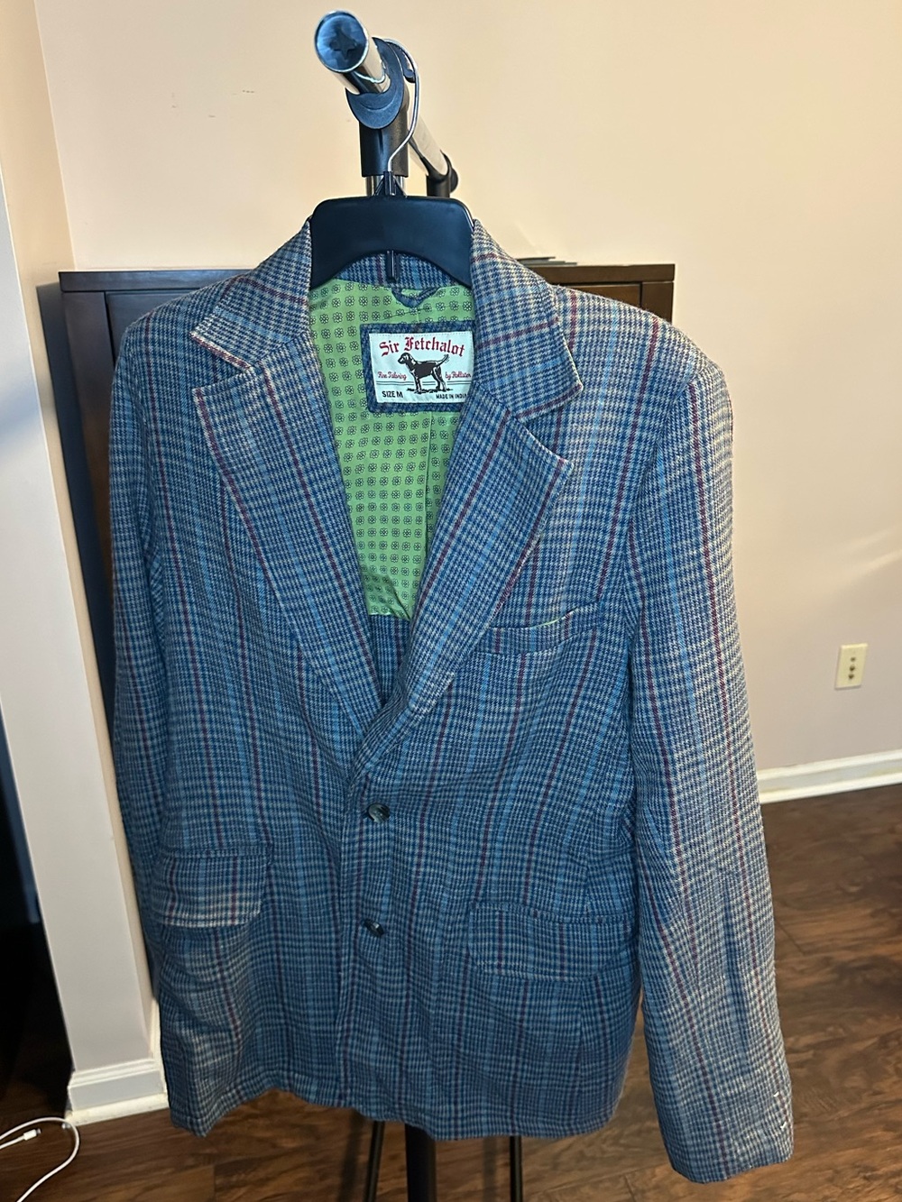 Sir Retchelot Men's Plaid Two Button Blazer Sport Coat